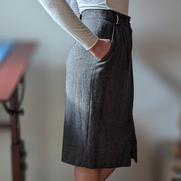 Dior Wool Tweed Skirt Brown Pencil Midi Straight Skirt Size 10 - Picture 7 of 16